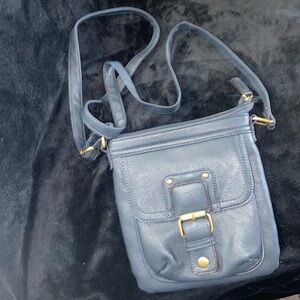 Navy blue leather crossbody purse